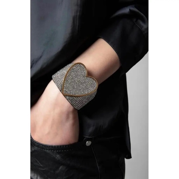 Zadig & Voltaire - Crystal Heart - Idol Strass Cuff Bracelet NWT Gorgeous! - Picture 6 of 14